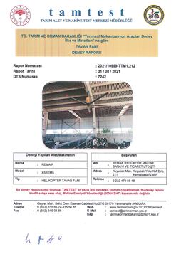 Ministry of Agriculture Test Certificate